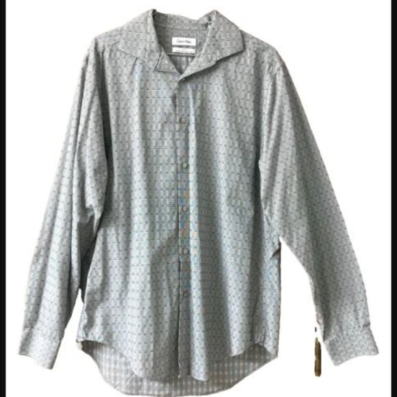 EUC Calvin Klein Men’s L 16 34-35 Long Sleeve Button Shirt Business Casual Work - Picture 1 of 7